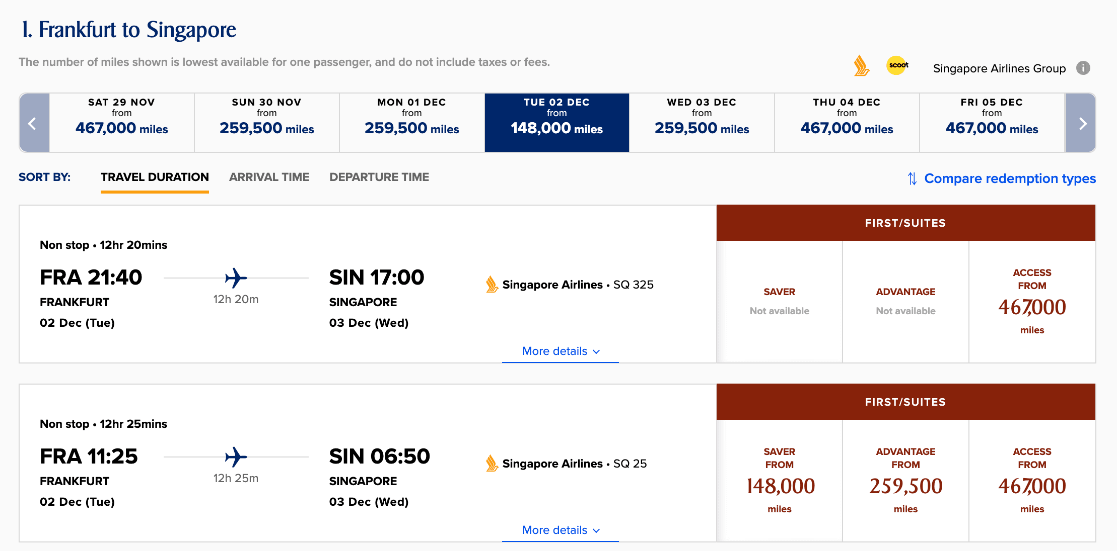 Singapore Airlines First Class boeken